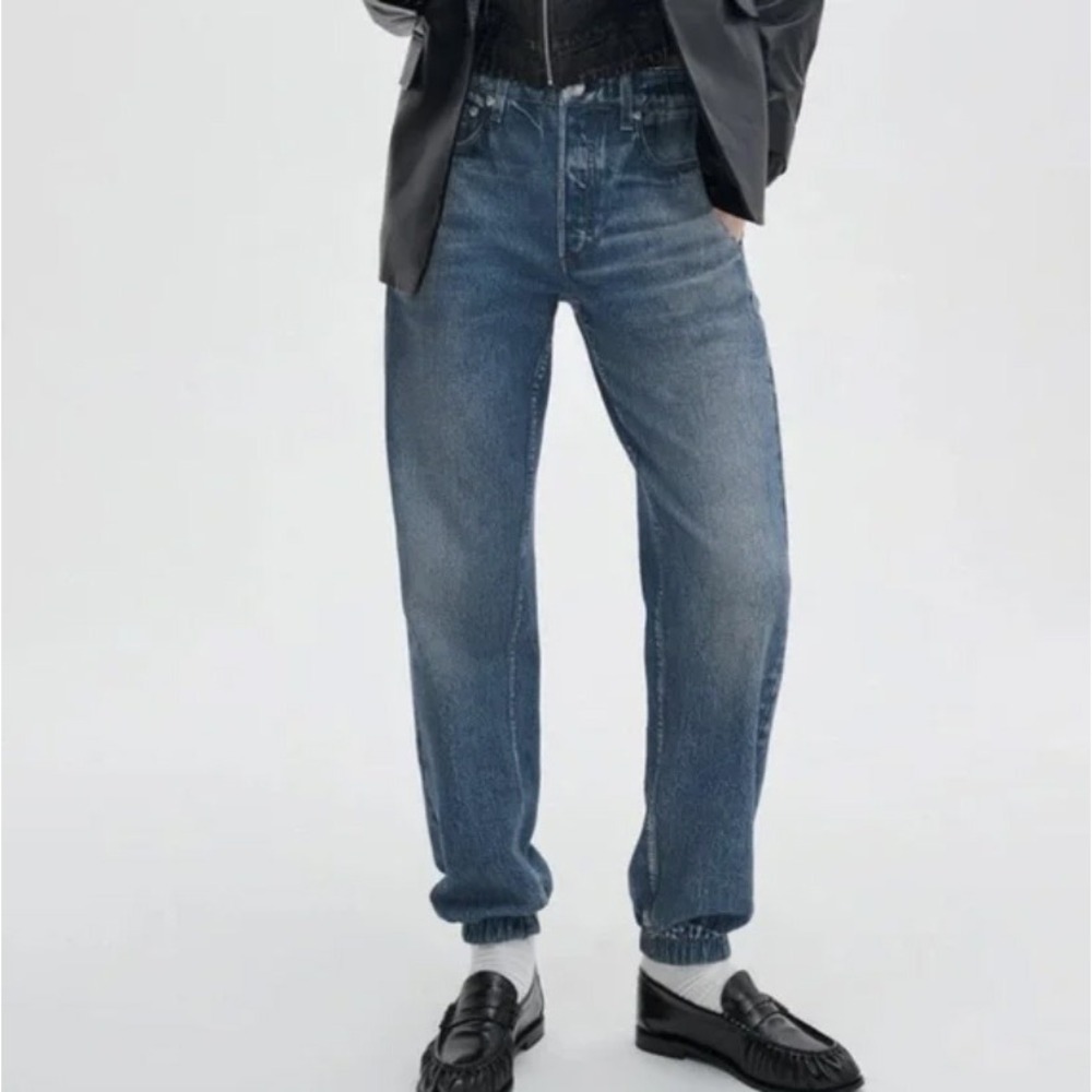 Rag & Bone Miramar Acid Wash High Rise Denim Jogger Jeans Blue Size XS